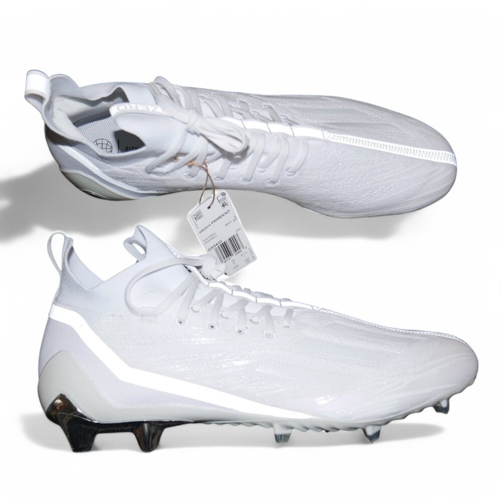 Adidas Adizero Primeknit Football Cleats White Metallic Silver Mens Size 16